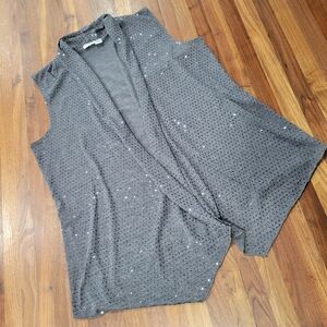 Chico's Gray Sequin Open Front Vest Cardigan Size 3 (16 - 18 XL)